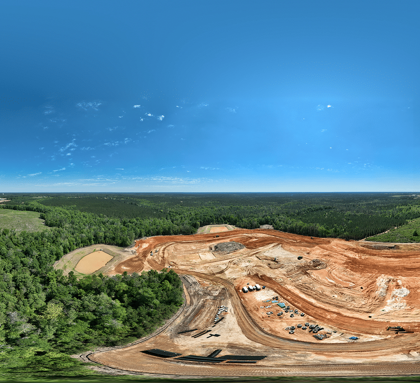 Aerial view of a construction site for 3D capture