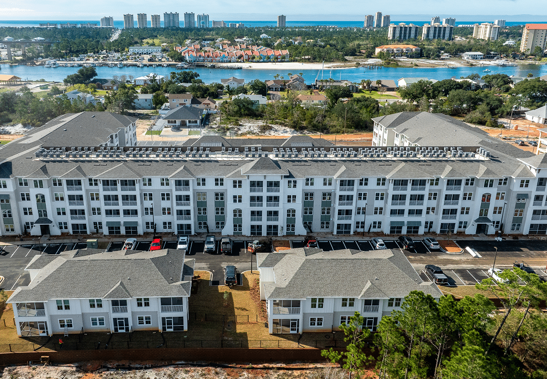 Aerial drone inspection of a multi-building residential development