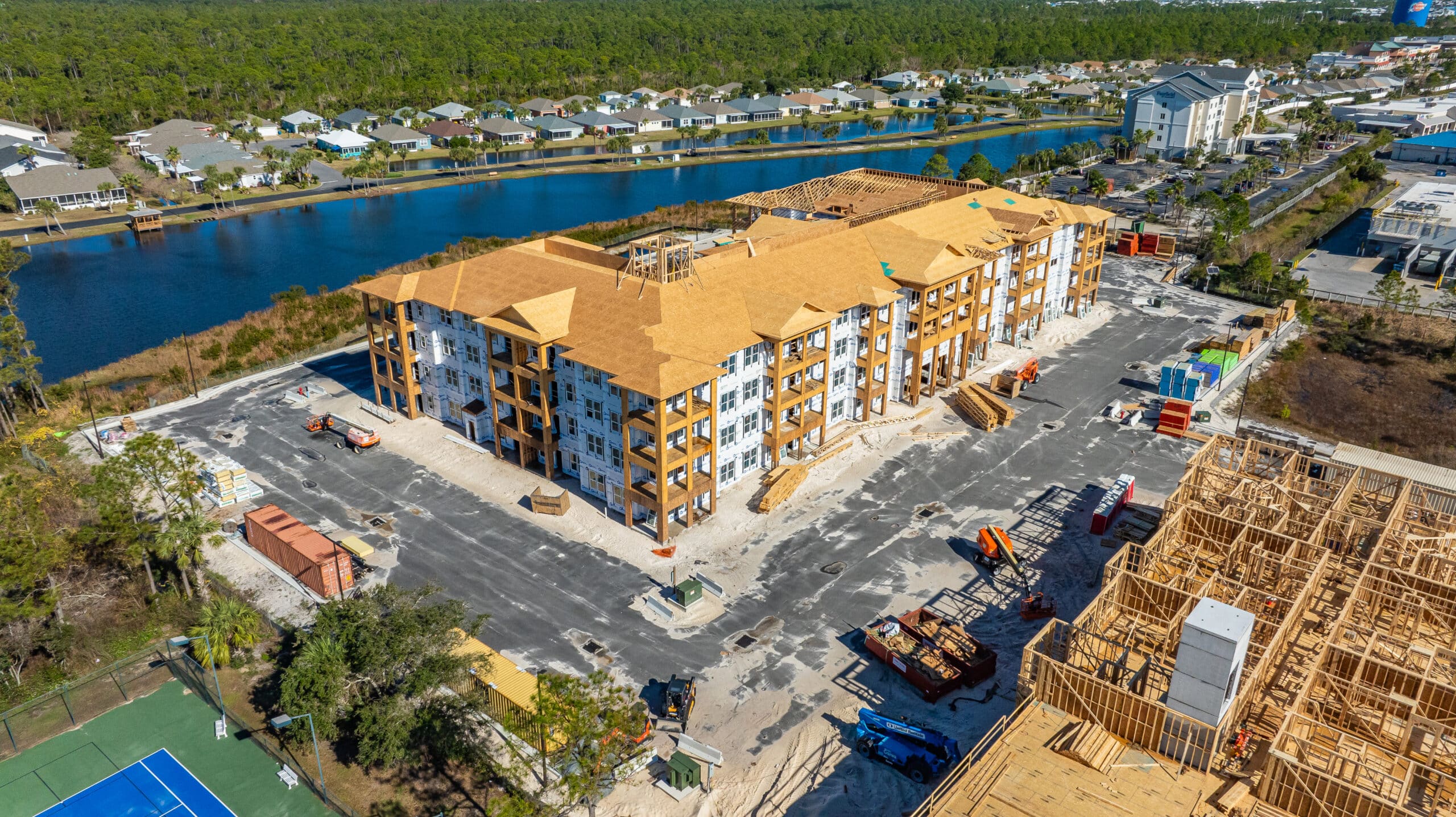 Aerial construction site documentation and progress photography